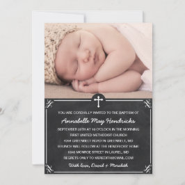 Invitación Foto Rustic Chalkboard Baptism/Christening