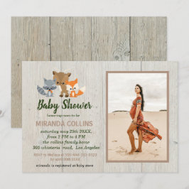 Invitación Foto Rustic de Woodland Animals Baby Shower