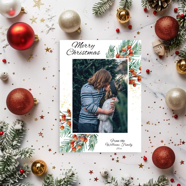Invitación Foto Rustic Modern Merry Christmas Card (Subido por el creador)