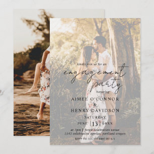 Invitación Foto Rustic Script Photo Modern Engagement Party