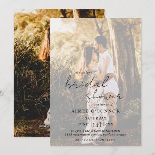 Invitación Foto Rustic Script Photo Moderne Bridal Shower