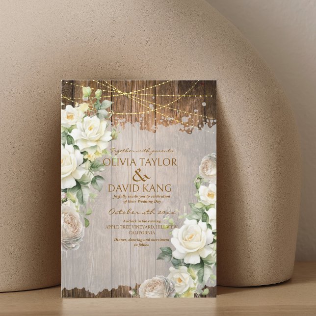 Invitación Foto Rustic White Floral Boda (Subido por el creador)