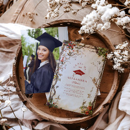 Invitación Foto Rustic Wildflowers Graduation Party
