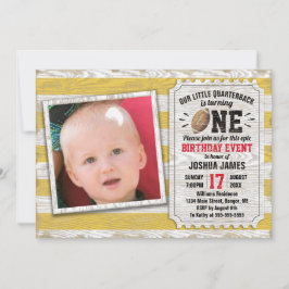 Invitación Foto Rustic Yellow del primer cumpleaños del fútbo