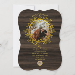 Invitación FOTO Rústica CUALQUIER EVENTO Wreath Wood Moderno