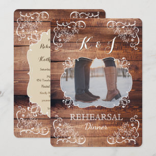 Invitación Foto rústica de la boda del arbolado de la cena