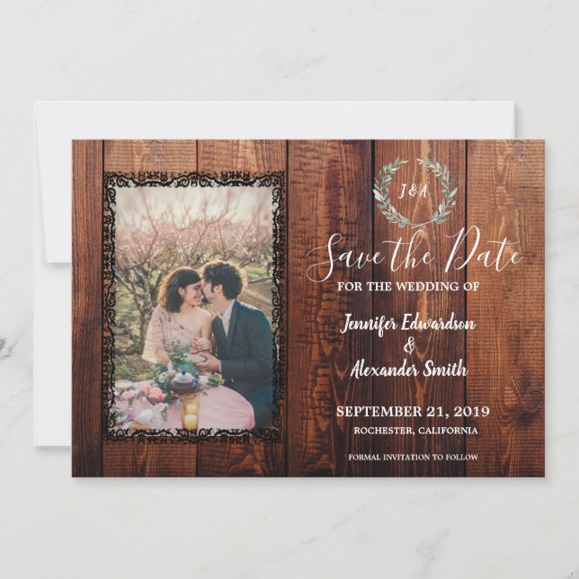 Invitación Foto rústica de la cosecha de madera de grano Save (Anverso)