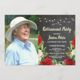 Invitación Foto rústica de los rosas rojos de la tiza del