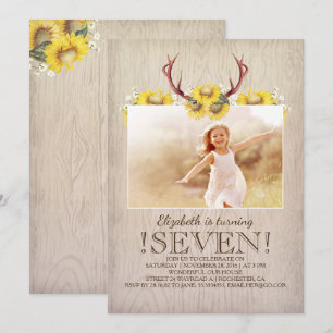 Invitación Foto rústica del cumpleaños de los girasoles del
