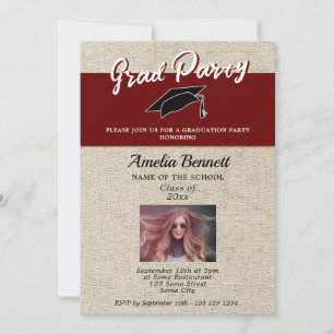 Invitación Foto Rústica del partido de graduación de Cap Grad