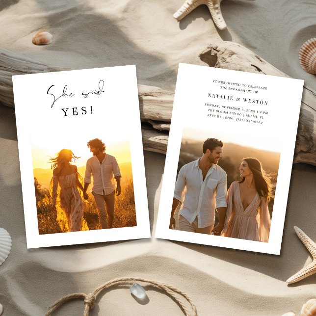 Invitación Foto Rústica Dijo Sí Compromiso Boda (Subido por el creador)