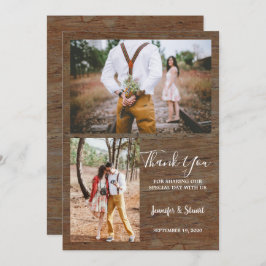 Invitación Foto rústica en madera de granero Gracias boda