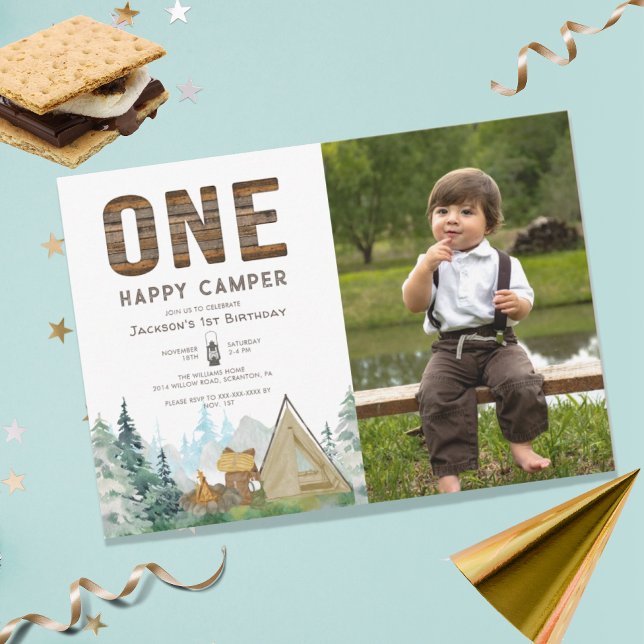 Invitación Foto Rustica Un Feliz Cumpleaños De Camper (Subido por el creador)