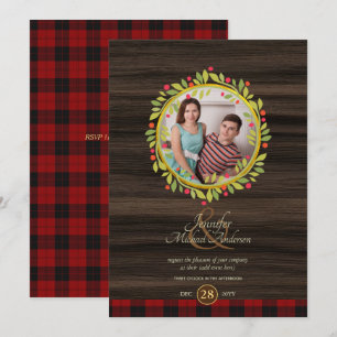 Invitación FOTO RÚSTICA Vintage DE Navidad CUALQUIER EVENTO B