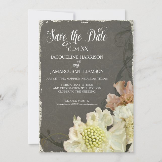 Invitación Foto Save the Date Modern Painterly Flowers Art (Anverso)