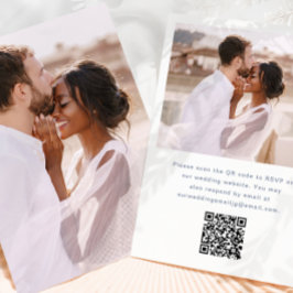 Invitación Foto simple con Boda azul de código QR Rsvp