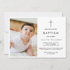 Invitación Foto simple de Bautismo Negro