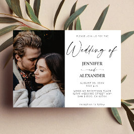 Invitación Foto simple de caligrafía en blanco y negro