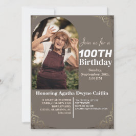 Invitación Foto simple de fiesta de cumpleaños 100 de la fami