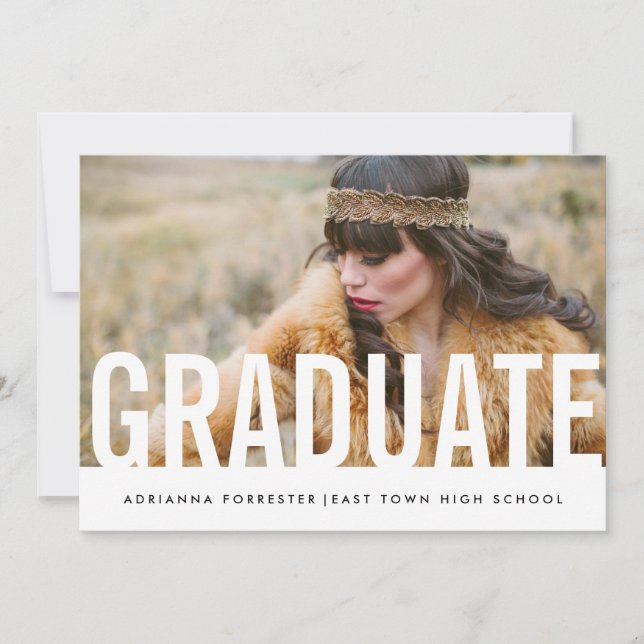 Invitación Foto simple de graduado de Moda casual (Anverso)