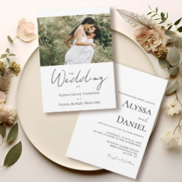 Invitación Foto simple Personalizado Boda blanco y negro