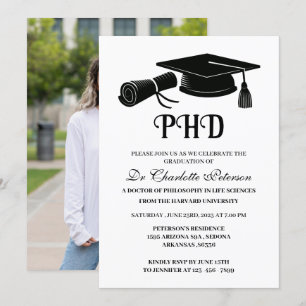 Invitación Foto simple Personalizado de posgrado doctoral en 