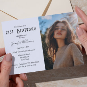 Invitación Foto simple y Personalizado fiesta de 21 años