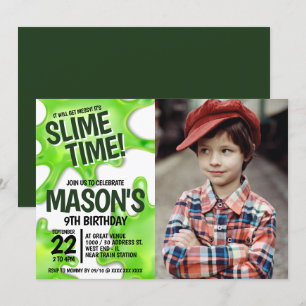 Invitación Foto Slime Fiesta Cumpleaños