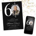 Invitación Foto Sorpresa 60º fiesta de cumpleaños<br><div class="desc">Foto Sorpresa Invitación a la fiesta de cumpleaños número 60. Presentamos nuestro impresionante diseño de invitación de cumpleaños, perfecto para su fiesta sorpresa! Abran la sencillez y la elegancia con nuestro tema de moda en blanco y negro, complementado con opciones de foto de personalizable para añadir un toque personal. Haga...</div>