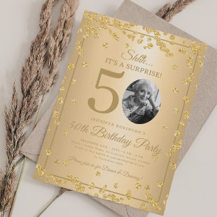 Invitación Foto sorpresa de cumpleaños 50 años con glamour do