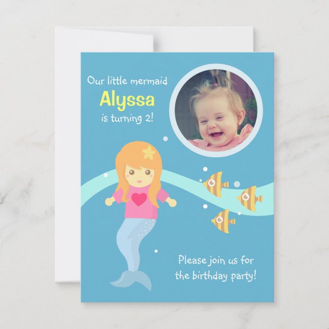 Invitación Foto subacuática de la fiesta de cumpleaños de la  (Anverso)