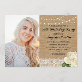 Invitación Foto subió cordón de la arpillera de la fiesta de