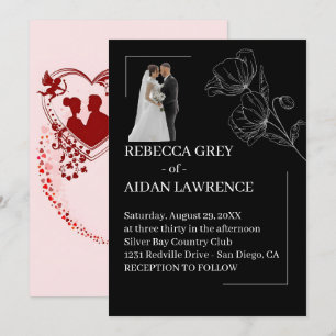 Invitación Foto superpuesta de negro y blanco con estilo 2026