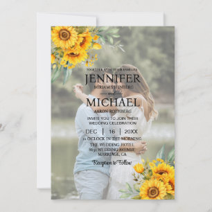 Invitación Foto superpuesta Foto QR Sunflowers Boda