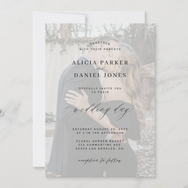 Invitación Foto superpuesta simple y elegante boda moderno (Anverso)