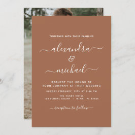 Invitación Foto Terra Cotta Boho Boda Simple