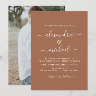 Invitación Foto Terra Cotta Boho Boda Simple