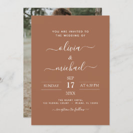 Invitación Foto Terra Cotta Boho Boda Simple