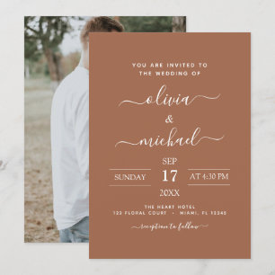 Invitación Foto Terra Cotta Boho Boda Simple