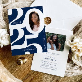 Invitación Foto tipográfica Partido de Graduación Azul