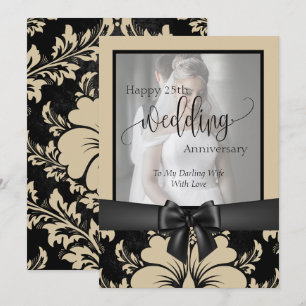 Invitación Foto tradicional de aniversario de bodas de 25 año