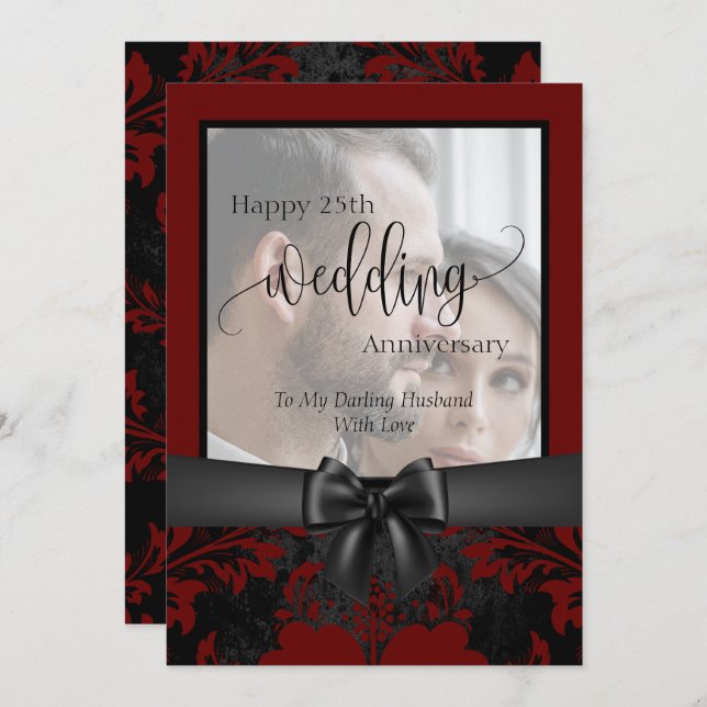 Invitación Foto tradicional de aniversario de bodas número 25 (Anverso / Reverso)