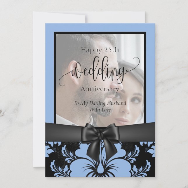 Invitación Foto tradicional de aniversario de bodas número 25 (Anverso)