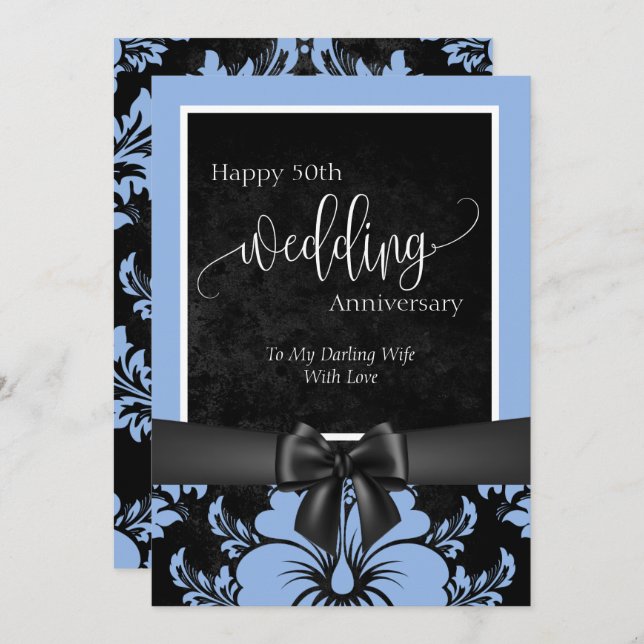 Invitación Foto tradicional de aniversario de bodas número 50 (Anverso / Reverso)