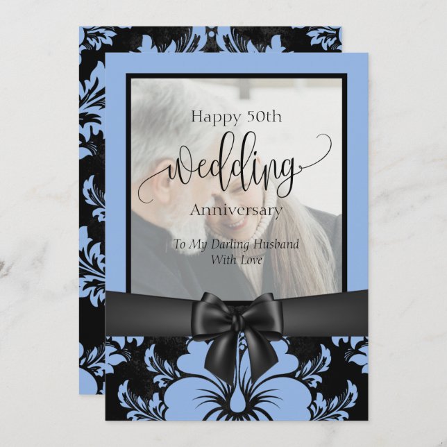 Invitación Foto tradicional de aniversario de bodas número 50 (Anverso / Reverso)
