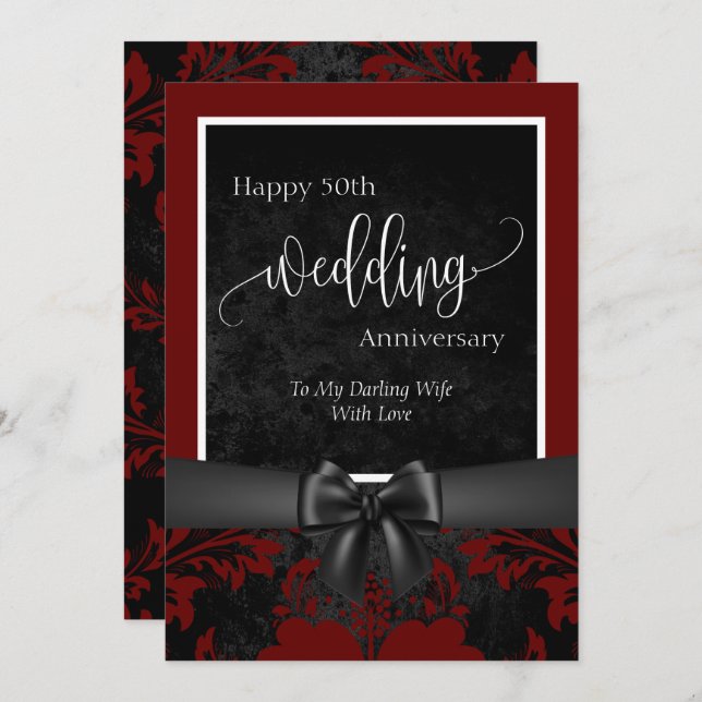 Invitación Foto tradicional de aniversario de bodas número 50 (Anverso / Reverso)