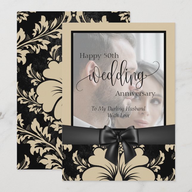 Invitación Foto tradicional de aniversario de bodas número 50 (Anverso / Reverso)