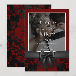 Invitación Foto tradicional de boda y negro
