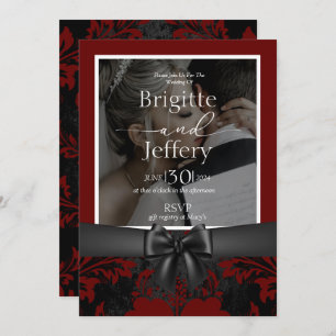 Invitación Foto tradicional de boda y negro