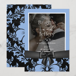 Invitación Foto tradicional floral azul